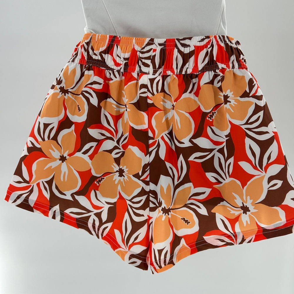 NWT Roxy Women's XS Pull On High Waist Boardshorts Floral Print Red Orange Brown - Picture 4 of 15
